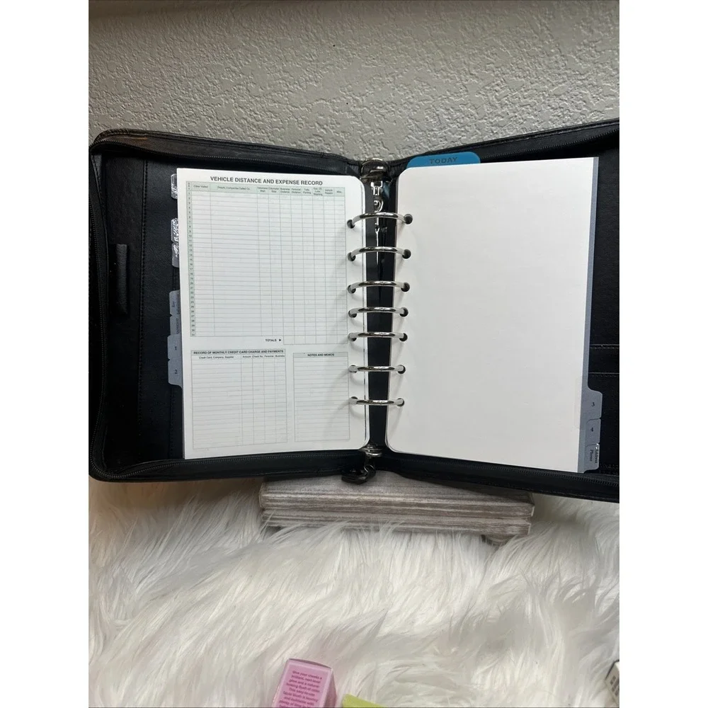 $29 🌙 Franklin Covey Black Planner Full-Grain Nappa Leather 7 Ring READ